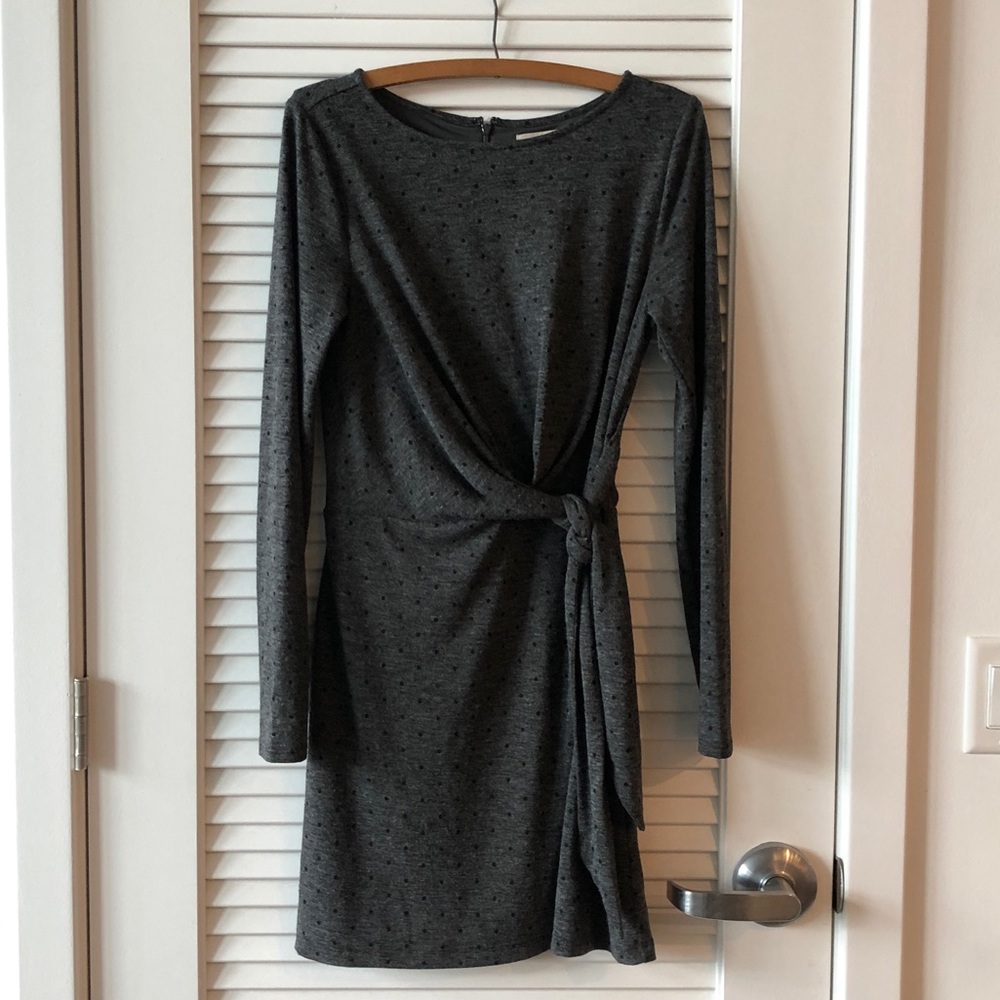 LOFT Grey Polka Dot Dress (size xs)